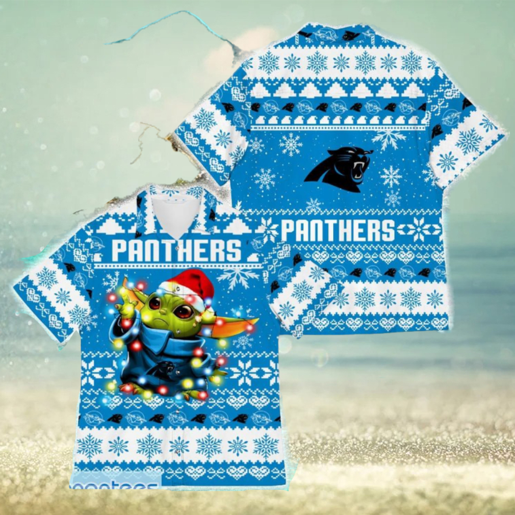 Carolina Panthers Baby Yoda Star Wars Funny Hawaiian Shirt New For Fans Gift Christmas Holidays - Limotees