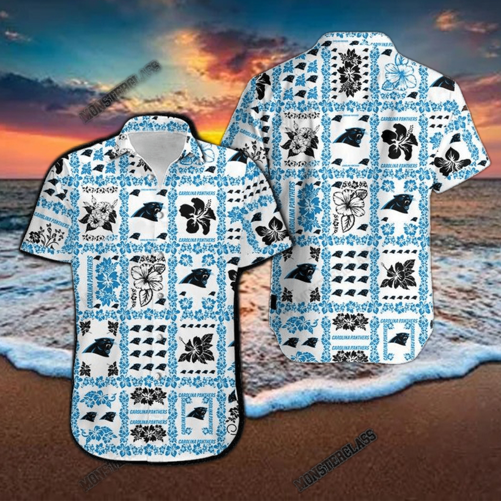 Carolina Panthers Hibiscus Hawaiian Shirt - Limotees