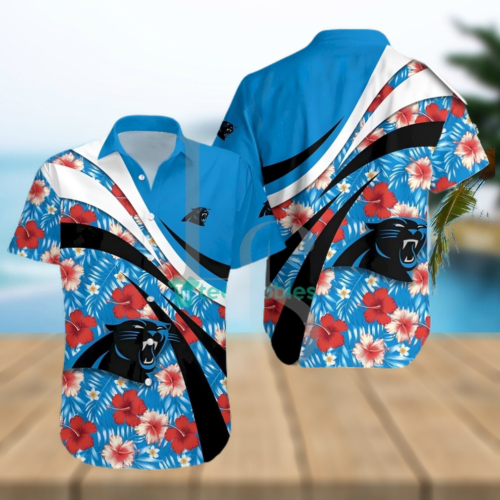 Carolina Panthers NFL Hibiscus Tropical Flower Hawaiian Shirt - Limotees