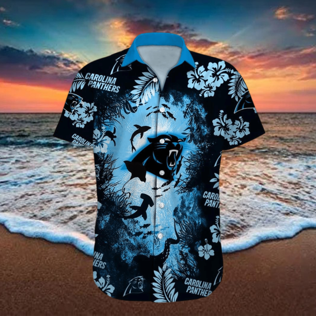 Carolina Panthers NFL Ocean Fish Tropical Beach Custom Name Hawaiian Shirt - Limotees