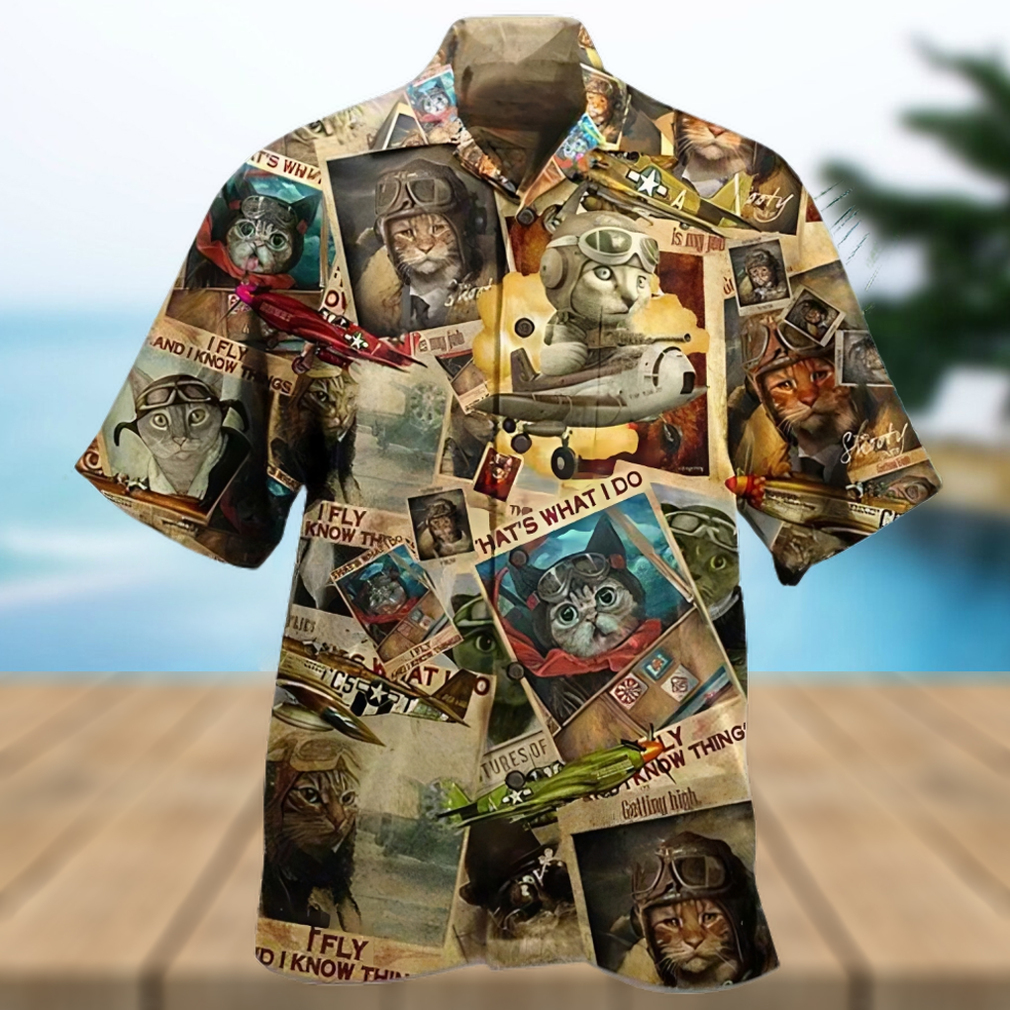 Cat Pilot Vintage Image Hawaiian Shirt - Limotees