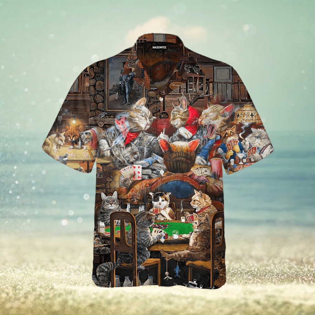 Cat Playing Poker At The Midnight Hawaiian Shirt - Limotees