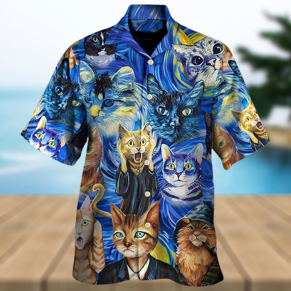 Cat Van Gogh Art Painting Style Hawaiian Shirt - Limotees