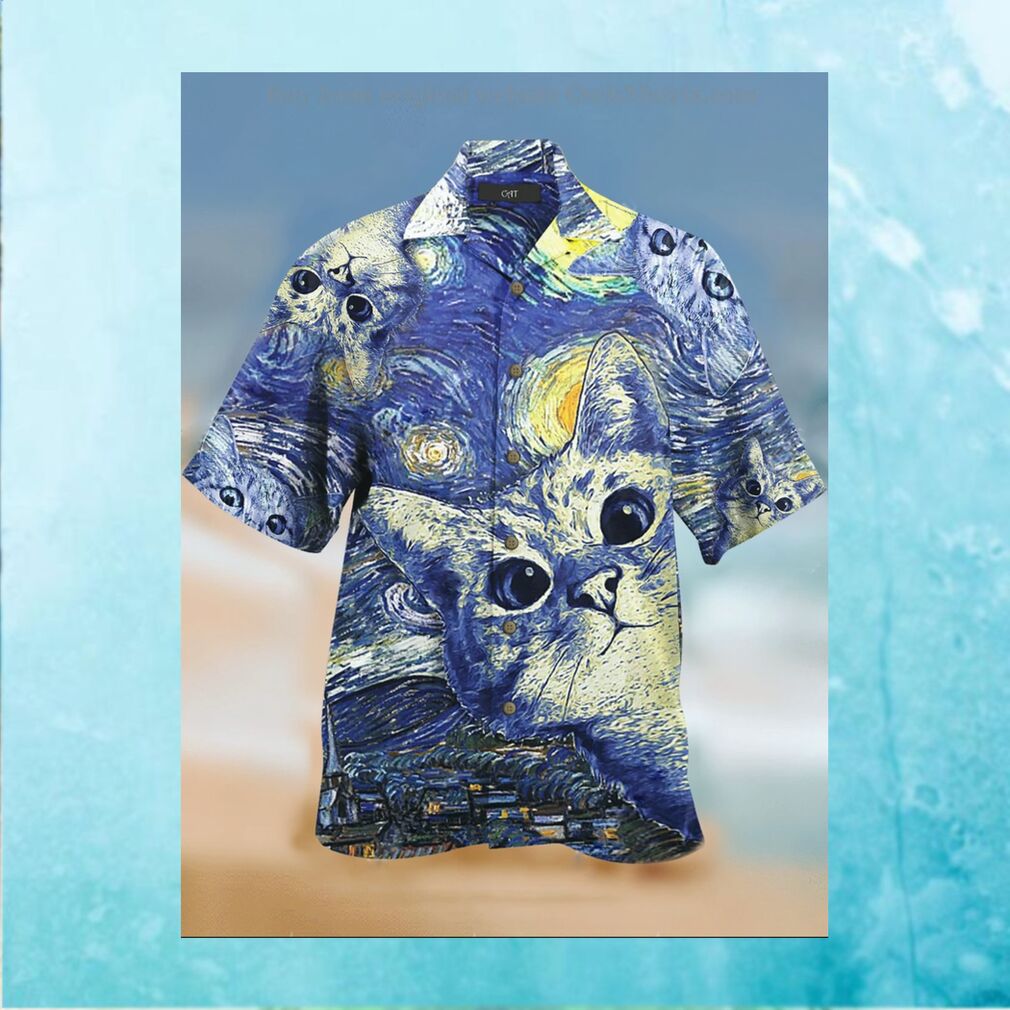 Cat starry night hawaiian shirt - Limotees