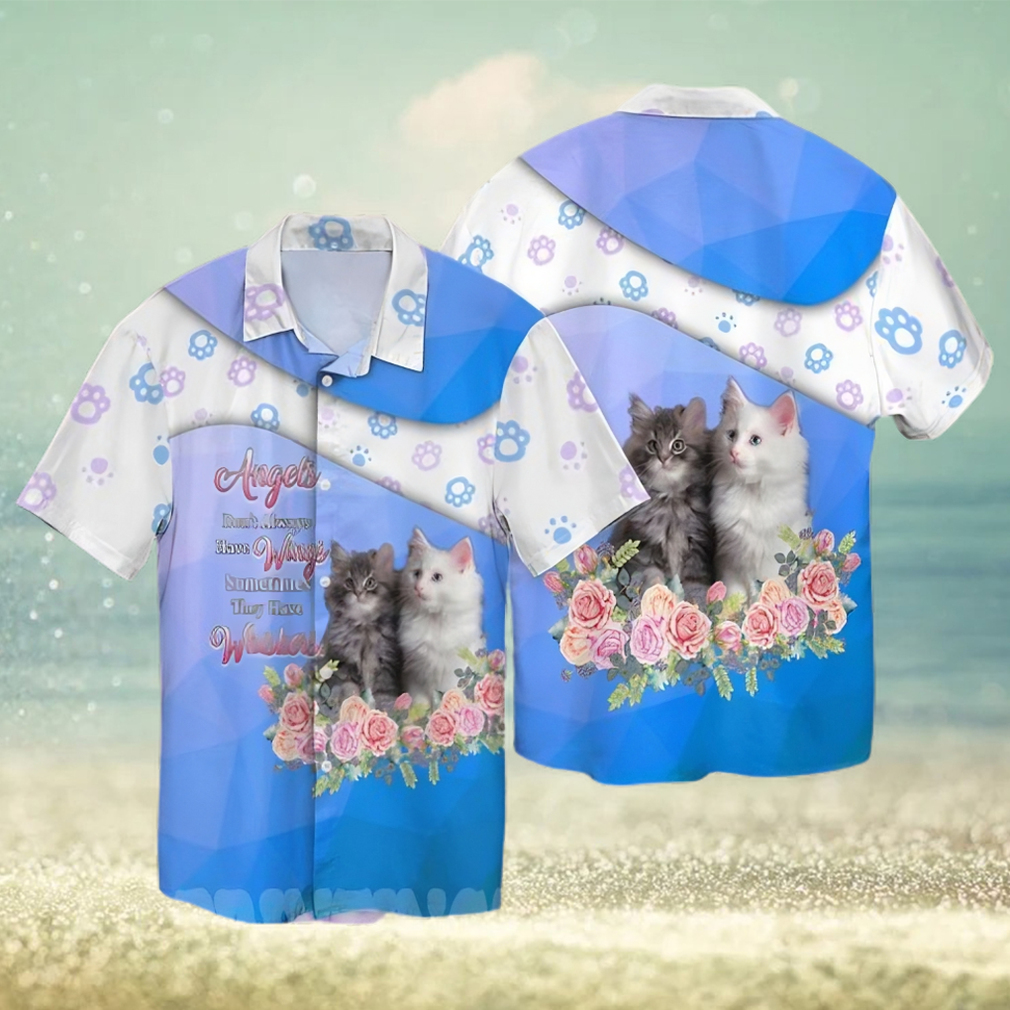 Cats Angels Do Not Always Have Wings Sometimes They Have Whiskers Summer Time Hawaiian Shirt - Limotees