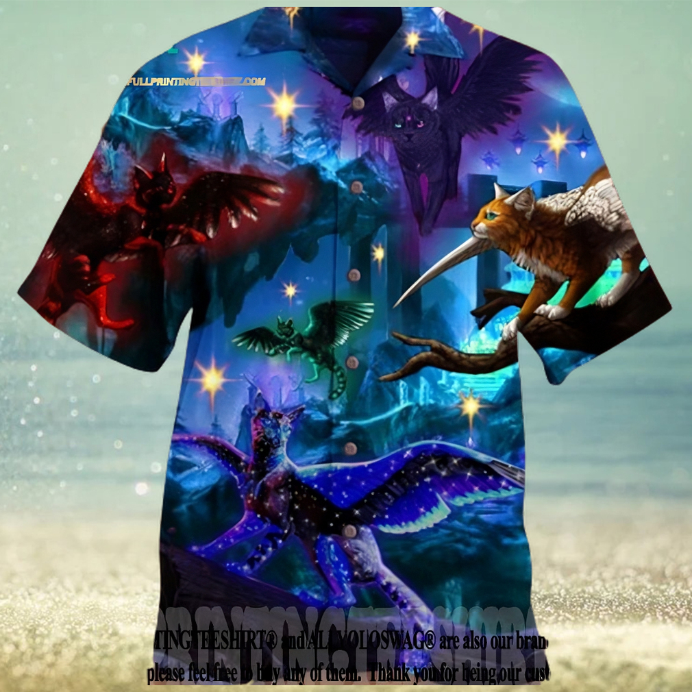 Cats Fly Love Dark Father’s Day Cat Vintage Beach Full Printing Hawaiian - Limotees