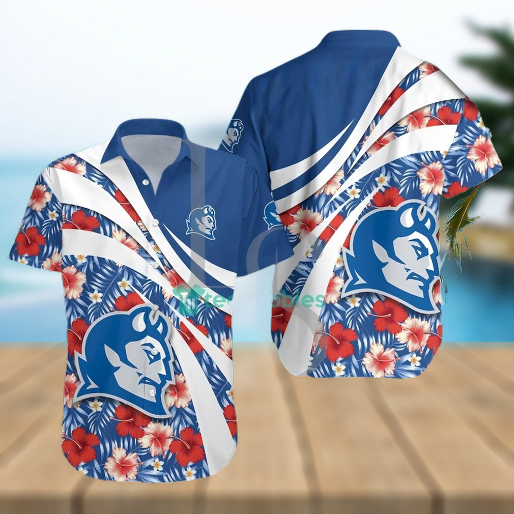 Central Connecticut Blue Devils NCAA Hibiscus Tropical Flower Hawaiian Shirt - Limotees