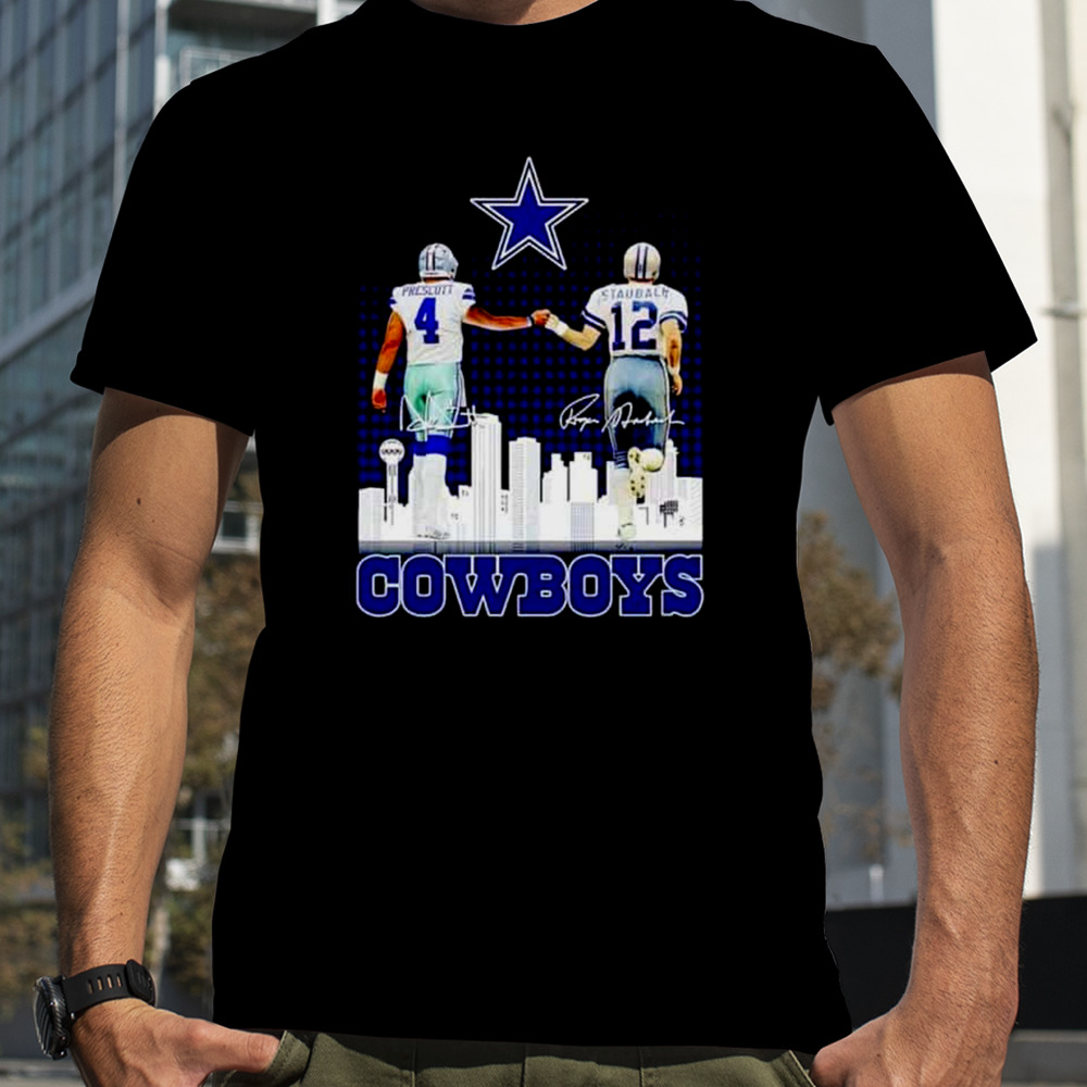 Skyline Dak Prescott And Roger Staubach Cowboys Signatures T-Shirt