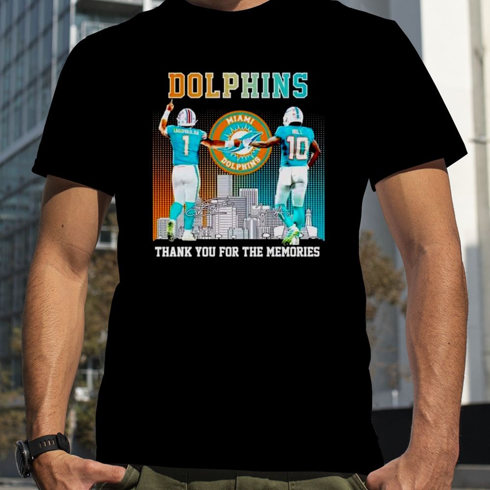 Skyline Miami Dolphins Tua Tagovailoa And Tyreek Hill Thank You For The Memories T-Shirt