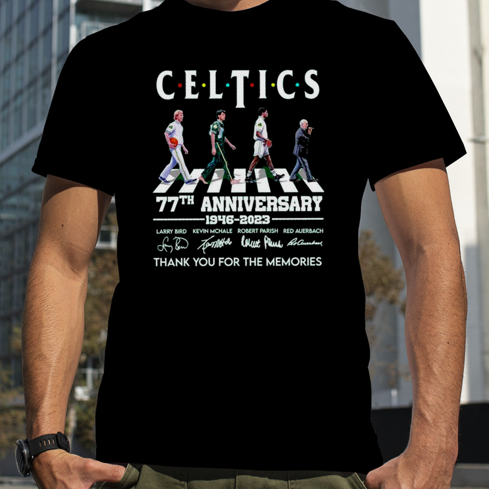 Boston Celtics Larry Bird Kevin Mchale Robert Parish Red Auerbach thank you for the memories shirt