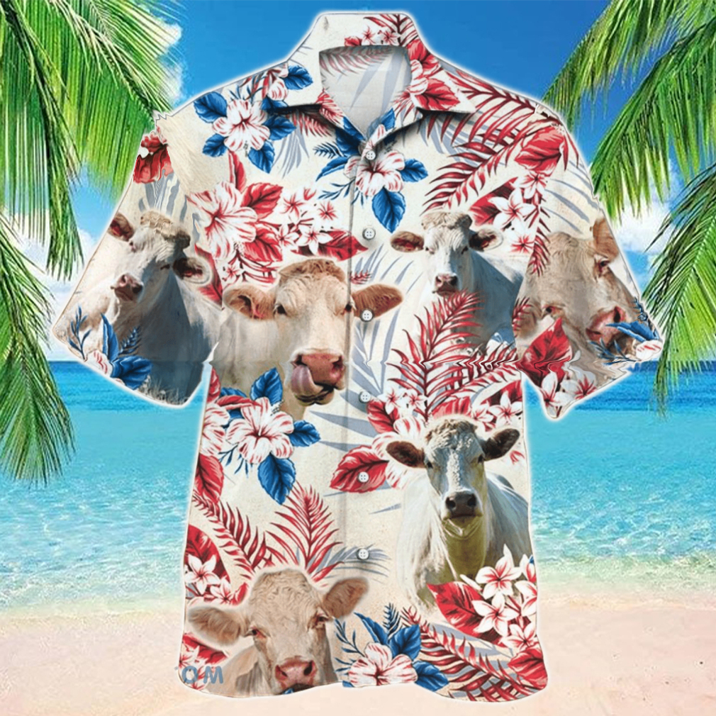 Charolais Cattle Australian Flag With Flowers Hawaiian Shirt Aloha Shirt For Men Women - Limotees