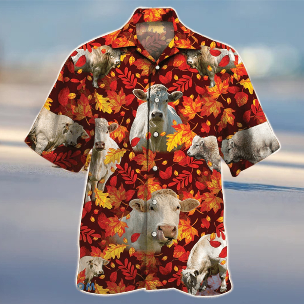 Charolais Cattle Autumn Leaves Hawaiian Shirt - Limotees