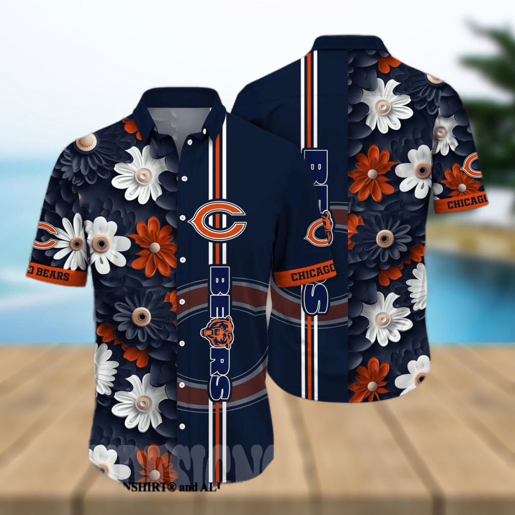 Chicago Bears NFL Flower 3D Hawaiian Shirt - Limotees