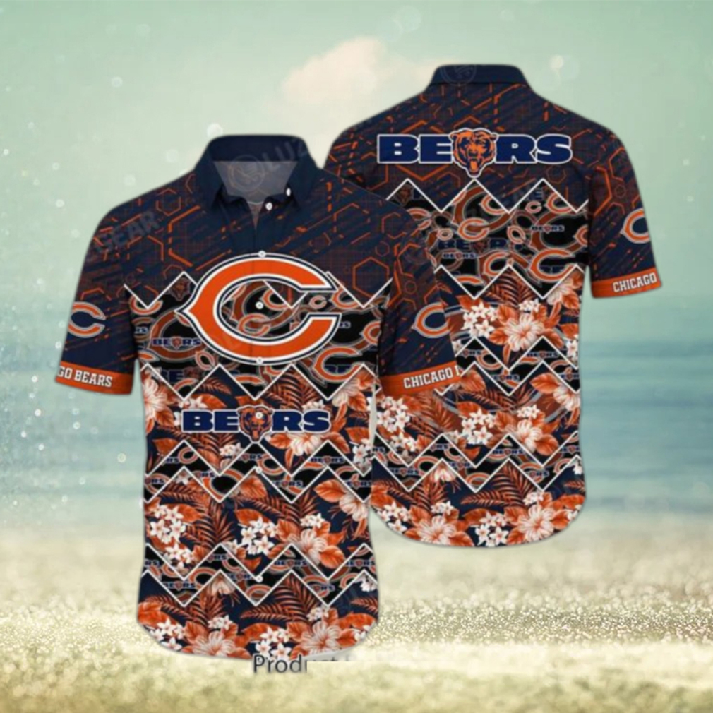 Chicago Bears NFL Hawaiian Shirt Graphic Tropical Pattern 3D Printed Beach Shirt Summer Gift For Fan - Limotees