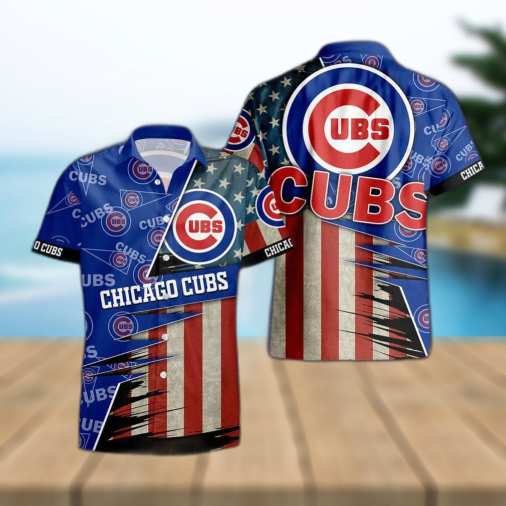 Chicago Cubs American Flag Logo Hawaiian Shirt Vacation Gift For Men And Women Gift - Limotees