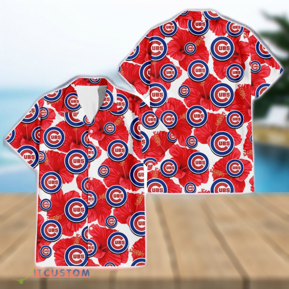 Chicago Cubs Big Red Hibiscus Lover 3D Hawaiian Shirt Summer Gift For Fans - Limotees