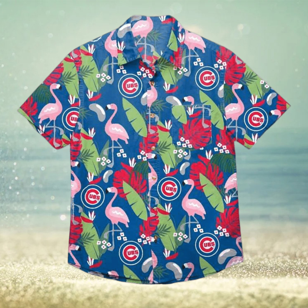 Chicago Cubs Floral Button Up Hawaiian Shirt - Limotees