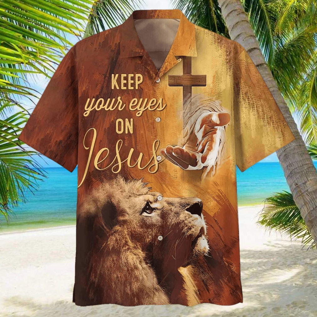 Christian Hawaiian Shirt Keep Our Eyes On Jesus Hand Of Jesus Lion hawaiian shirt - Limotees