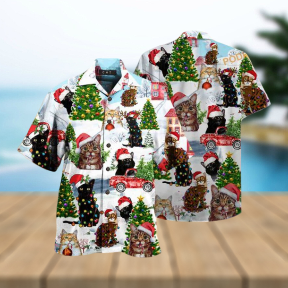 Christmas Cats Aloha Shirt, Santa Claus Hawaiian Shirt - Limotees