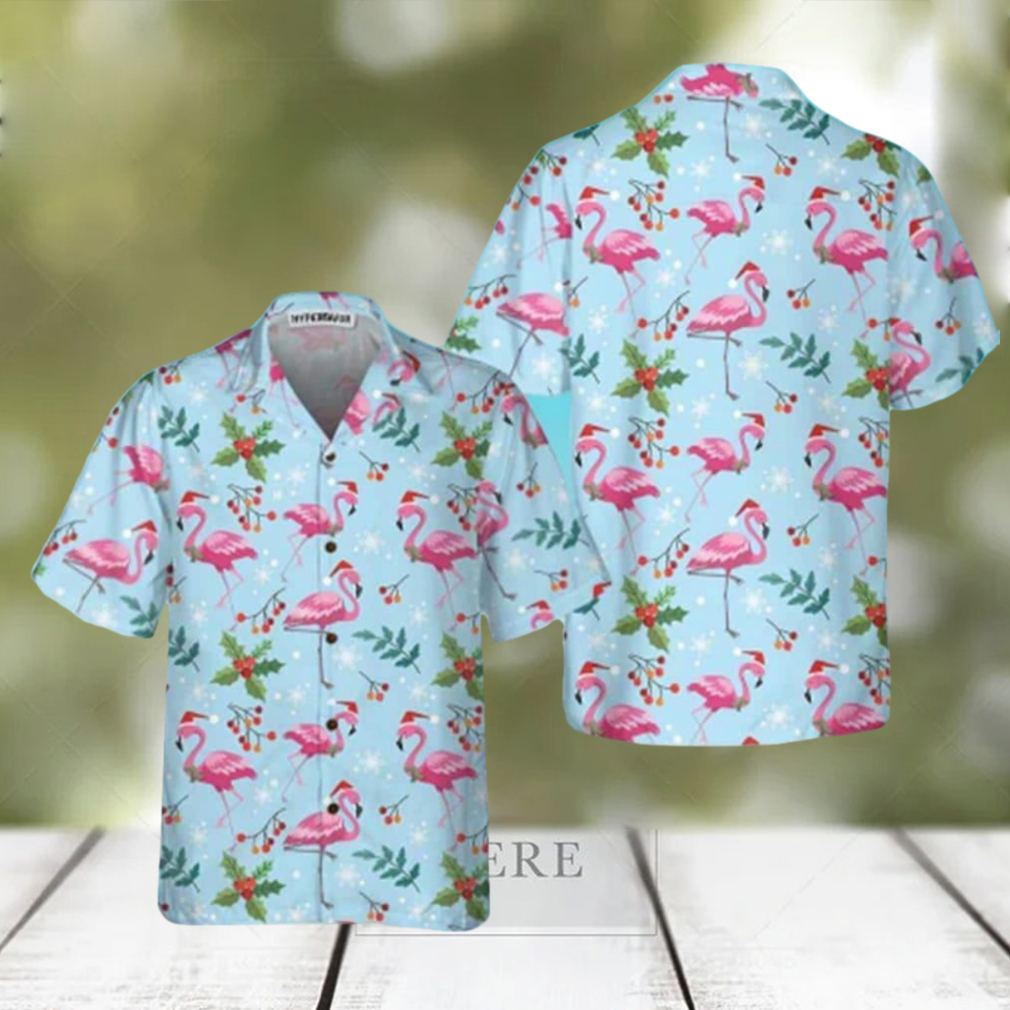 Christmas Flamingo Hawaiian Shirt Practical Beach Gift For Him - Limotees