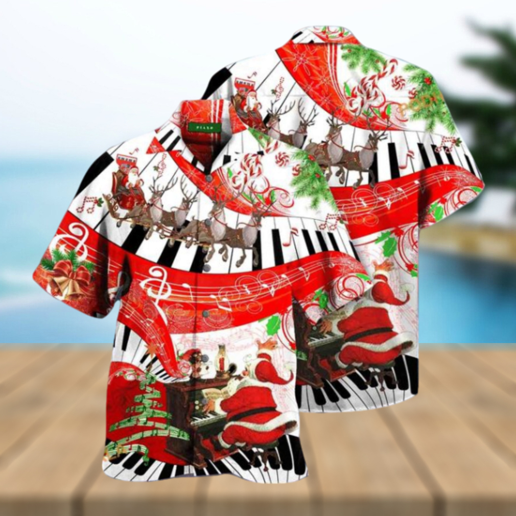 Christmas Piano Theme Hawaiian Shirt, Mens Christmas Hawaiian Shirt - Limotees