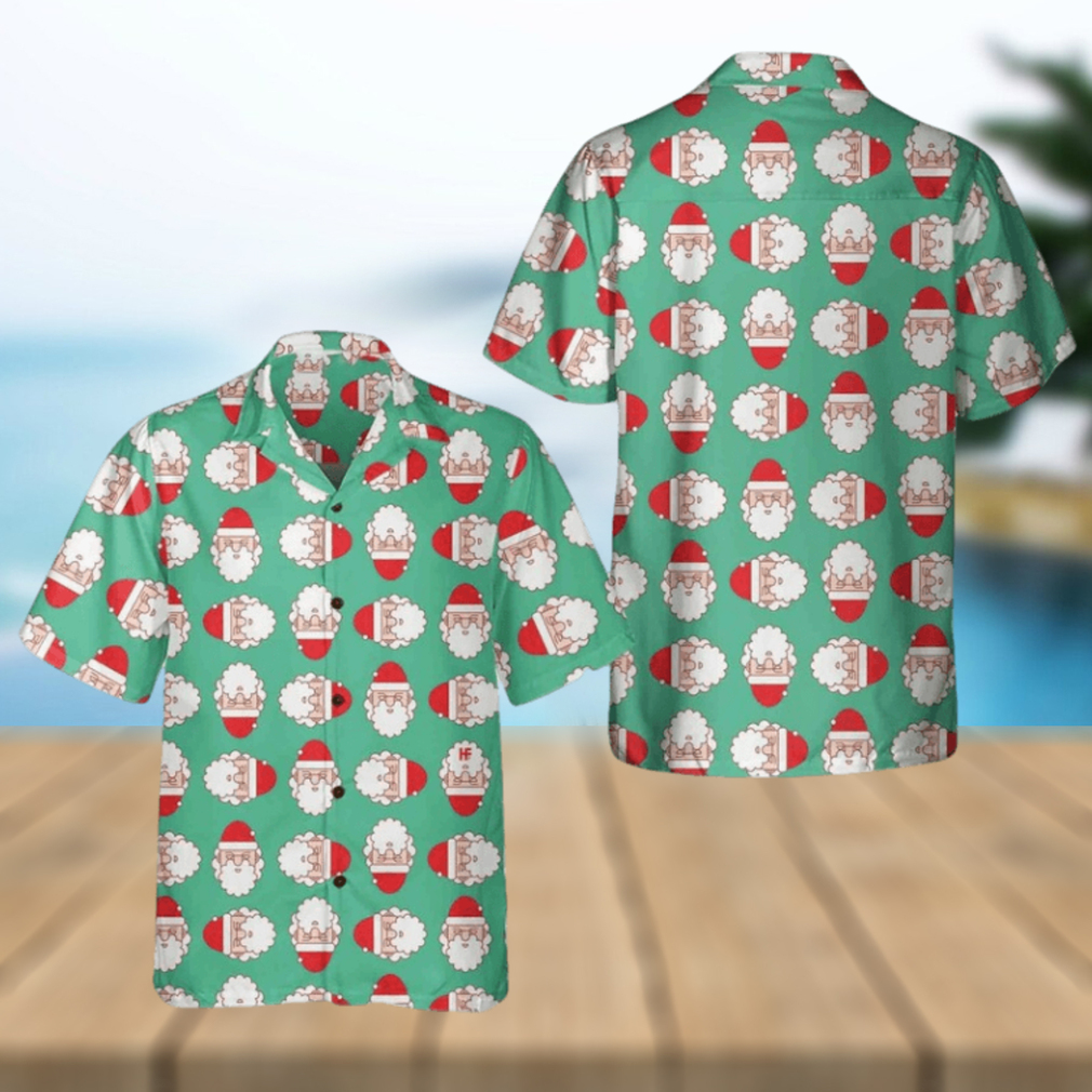 Christmas Santa Claus Face Seamless Pattern Hawaiian Shirt - Limotees