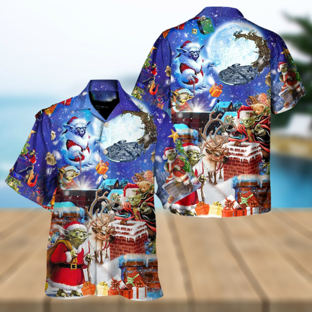 Christmas Star Wars Christmas Up On Rooftop Santa’s Busiest Night With Spaceship Hawaiian Shirt - Limotees