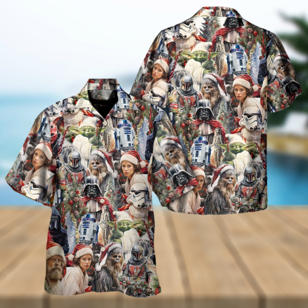 Christmas Star Wars With Santa Hat And Christmas Trees Hawaiian Shirt - Limotees