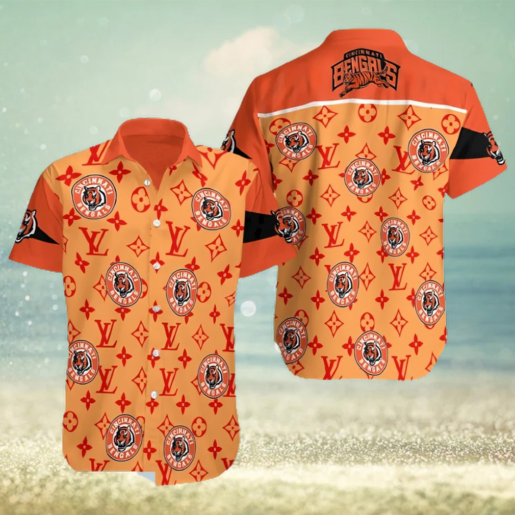 Cincinnati Bengals And LV Pattern Summer Hawaiian Beach Shirt - Limotees