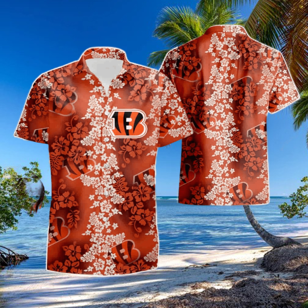 Cincinnati Bengals Hibiscus Flower Orange Summer Beach Hawaiian Shirt - Limotees