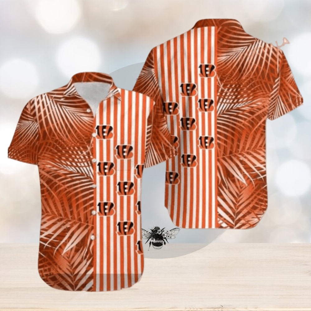 Cincinnati Bengals Palm Leaves And Stripes NFL Gift For Fan Hawaiian Shirt - Limotees