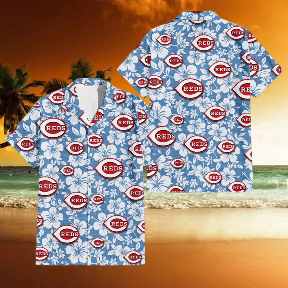 Cincinnati Reds Team Lover Hibiscus Light Blue Aloha Hawaiian Shirt shirt - Limotees