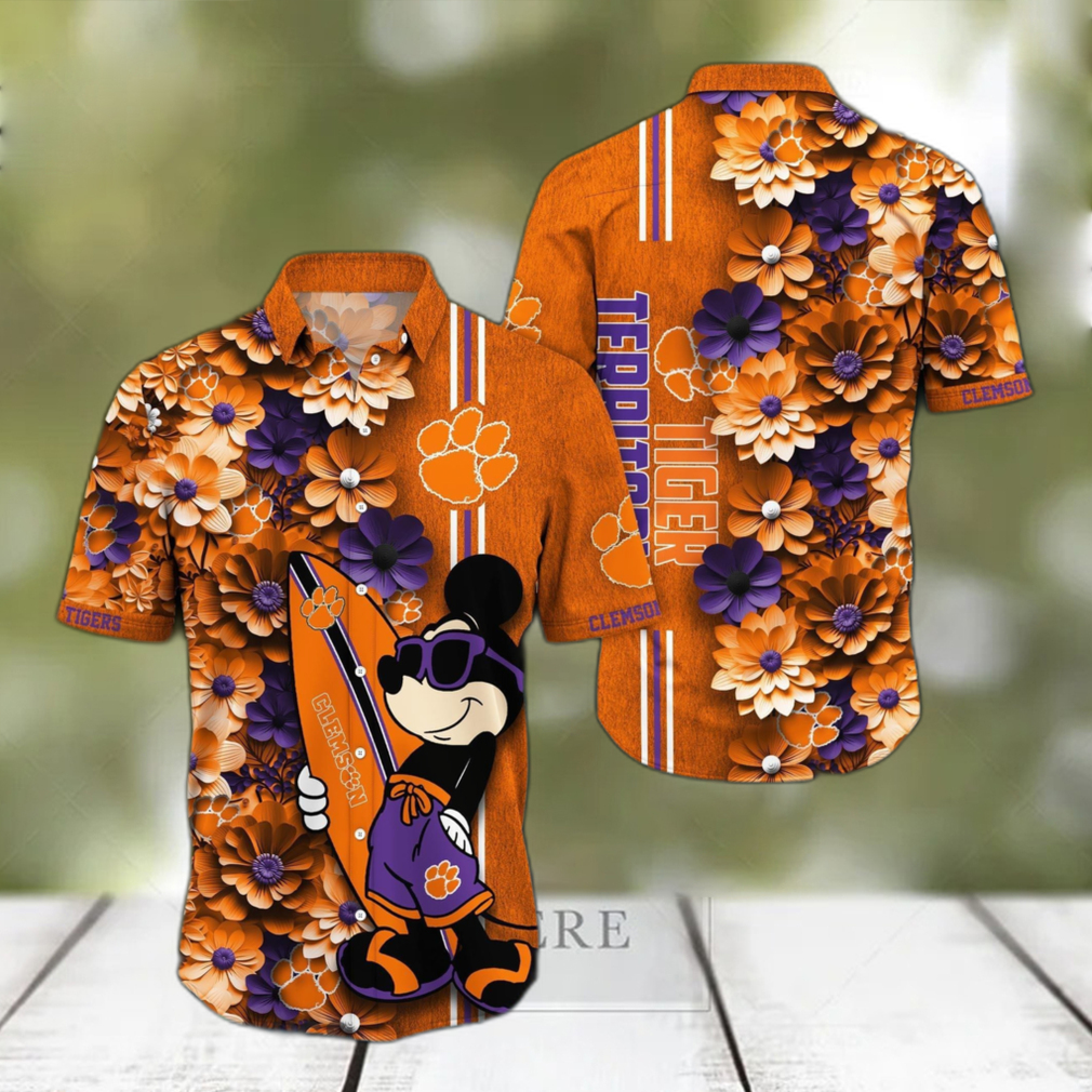 Clemson Tigers Aloha Mick Pattern Hawaiian Shirt For Fans - Limotees