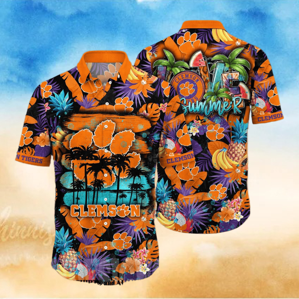 Clemson Tigers NCAA Floral Full Printed 3D Hawaiian Shirt - Limotees