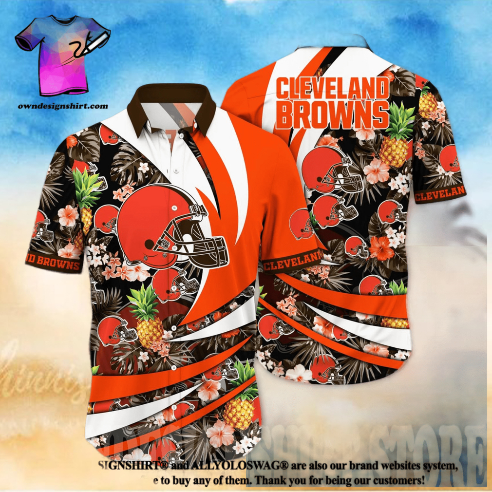 Cleveland Browns NFL Flower All Over Printed 3D Hawaiian Shirt - Limotees