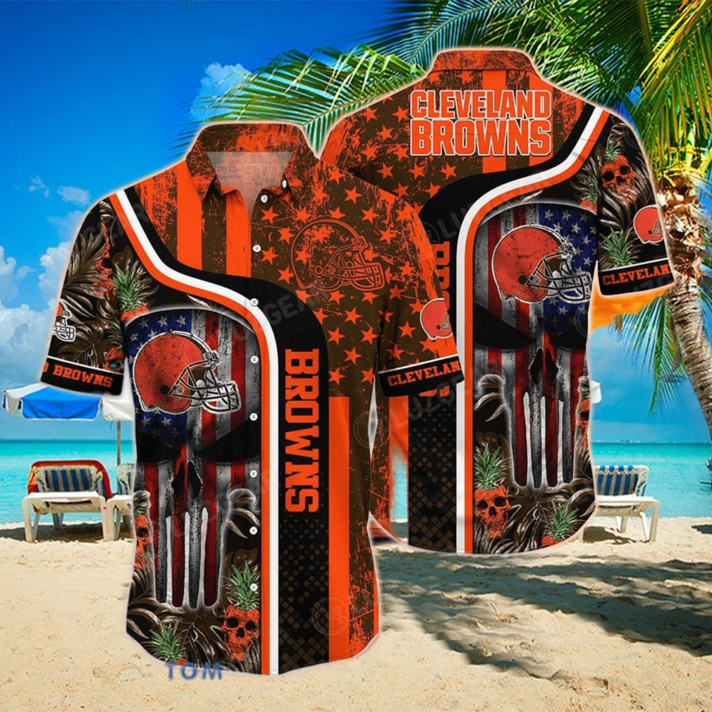 Cleveland Browns NFL Hawaiian Shirt Graphic Tropical Patterns Skull Punisher 3D Printed Best Gift For Fans - Limotees