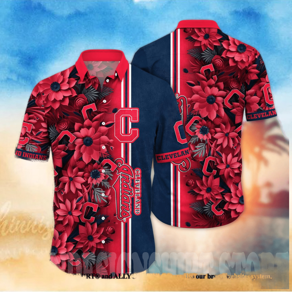 Cleveland Indians MLB Flower All Over Print Unisex Hawaiian Shirt - Limotees