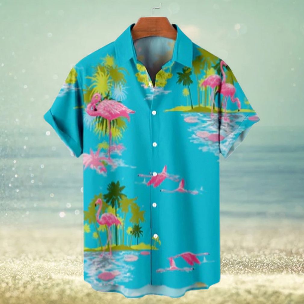 Coconut Flamingo Pattern Men's Hawaiian Short Sleeve Shirt - Limotees