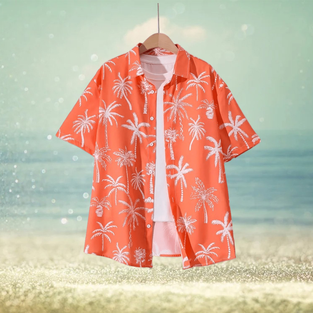 Coconut Tree Pattern Men s Short Sleeve Lapel Shirt Men s Button Up Shirt For Summer Outdoor Vacation Hawaiian Style - Limotees