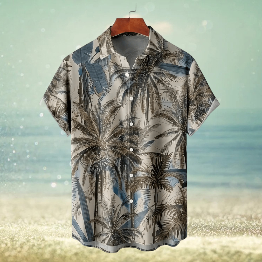 Coconut Tree Print Men s Casual Short Sleeve Hawaiian Shirt Men s Shirt For Summer Vacation Resort Tops For Men - Limotees