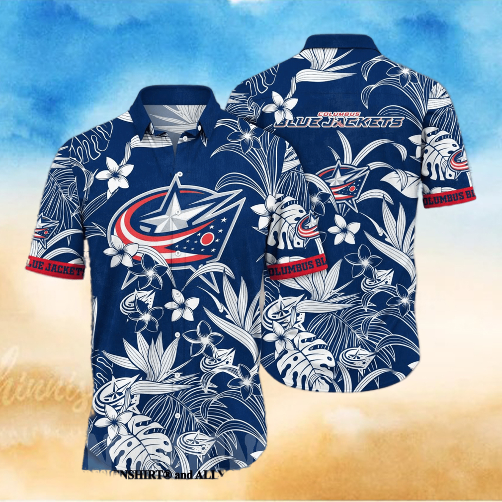 Columbus Blue Jackets NHL Flower Classic All Over Print Hawaiian Shirt - Limotees