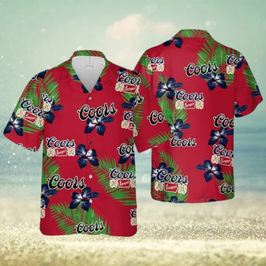 Coors Banquet Beer Hibiscus Flower And Palm Leaves Pattern Limited Hawaiian Shirt - Limotees