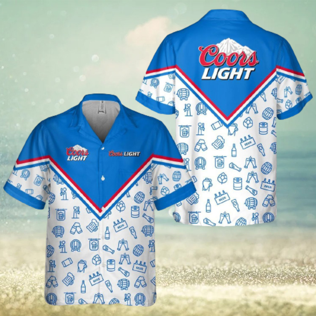 Coors Light Beer Hawaiian Shirt Drawing Pattern - Limotees