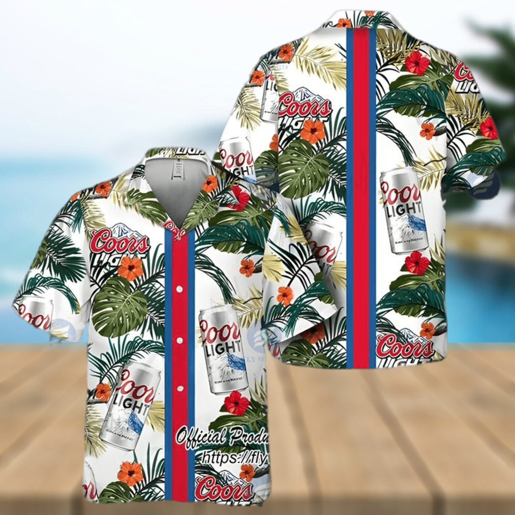 Coors Light Beer Red Stripe Aloha Hawaiian Shirt - Limotees