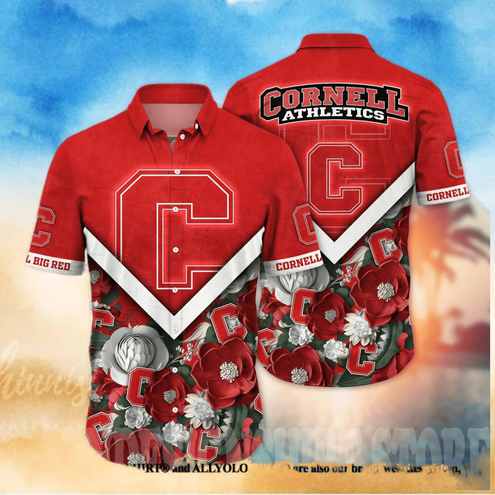 Cornell Big Red NCAA Floral Full Printing Hawaiian Shirt - Limotees