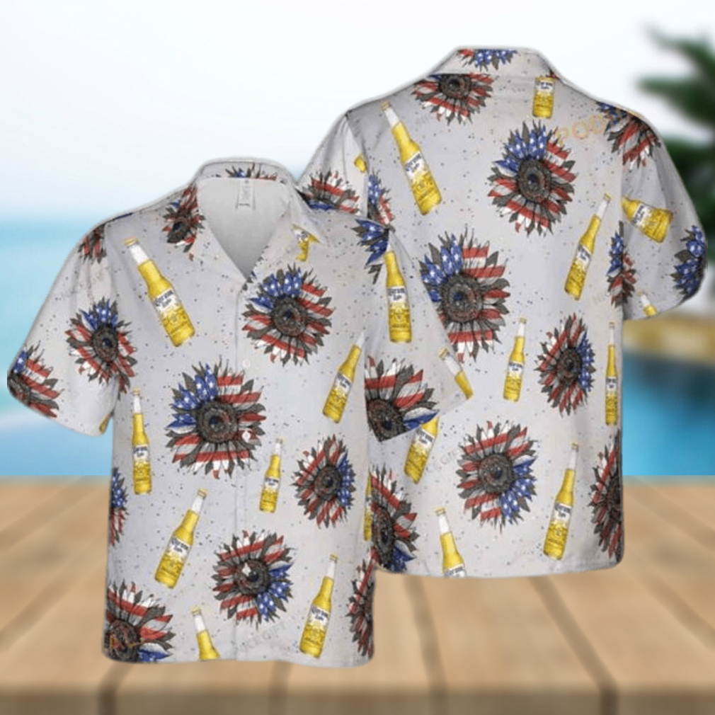 Corona Light SuNFLowered 4th Of July 3D Funny Hawaiian Shirt - Limotees