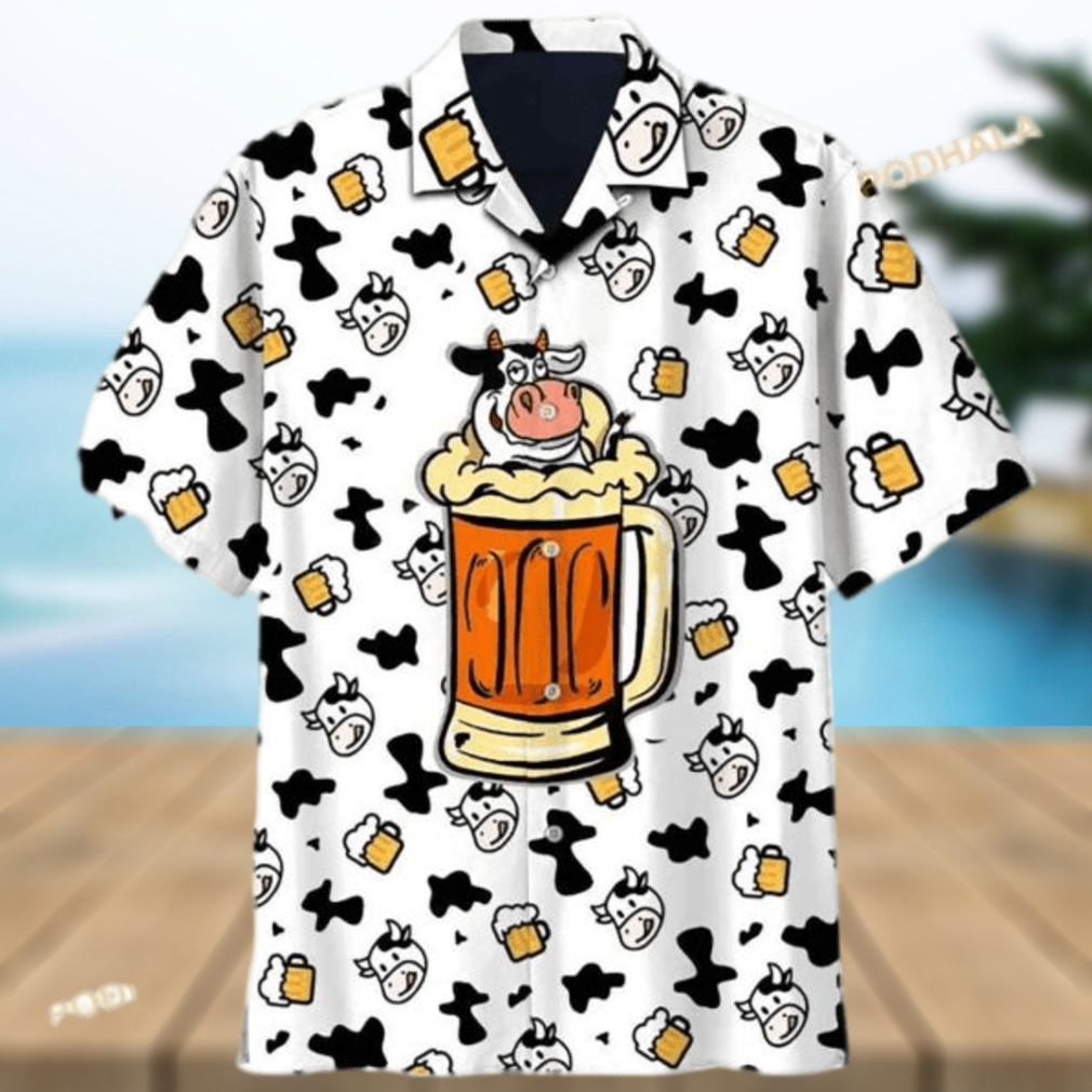 Cow And Beer 3D Funny Hawaiian Shirt - Limotees