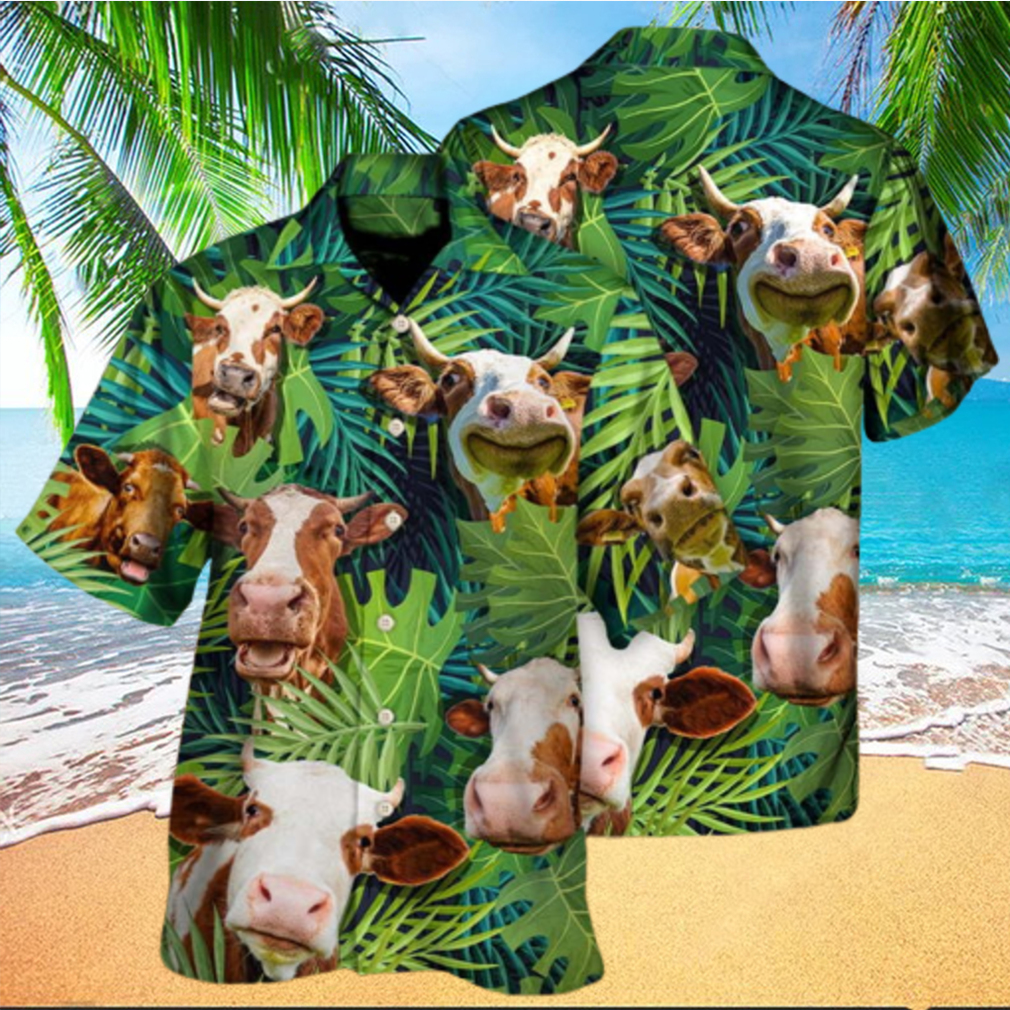 Cow Face Troll Funny Lover Cattle Tropical Style Hawaiian Shirt - Limotees