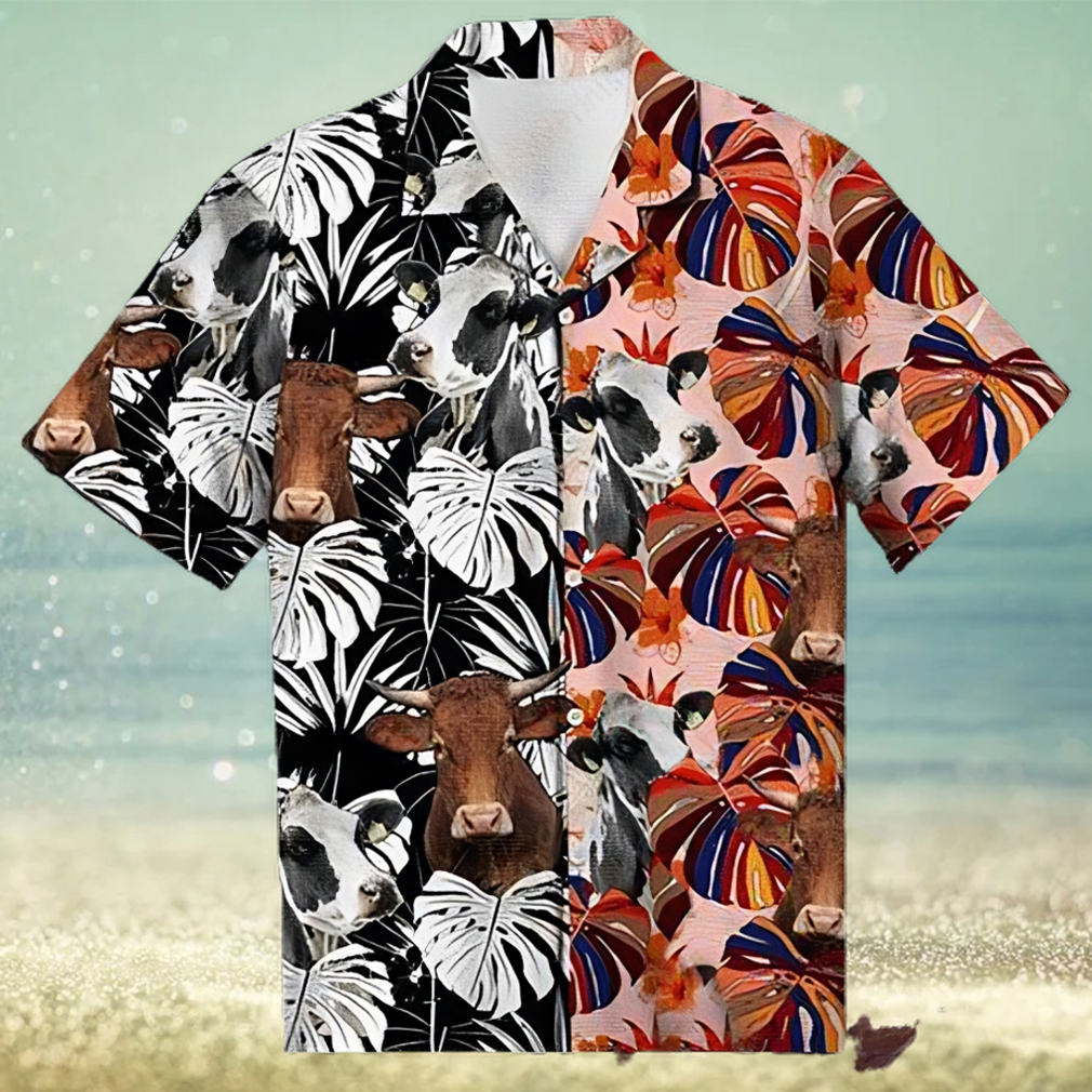 Cow Hawaiian Shirt Floral Colorful Cow Aloha Shirt, Aloha Hawaiian Shirts - Limotees