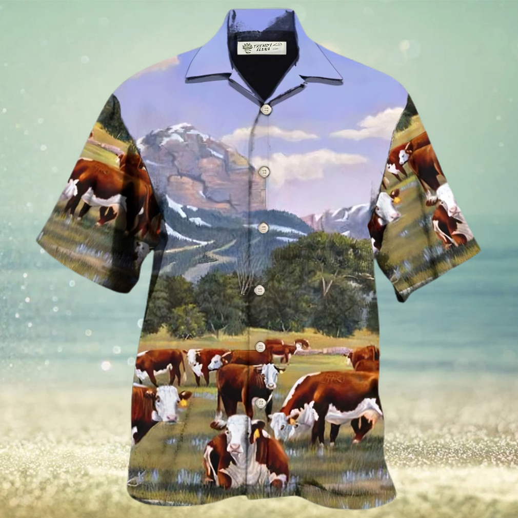 Cow Hereford Cow Beautiful Landscape Hawaiian Shirt – Trendy Aloha - Limotees